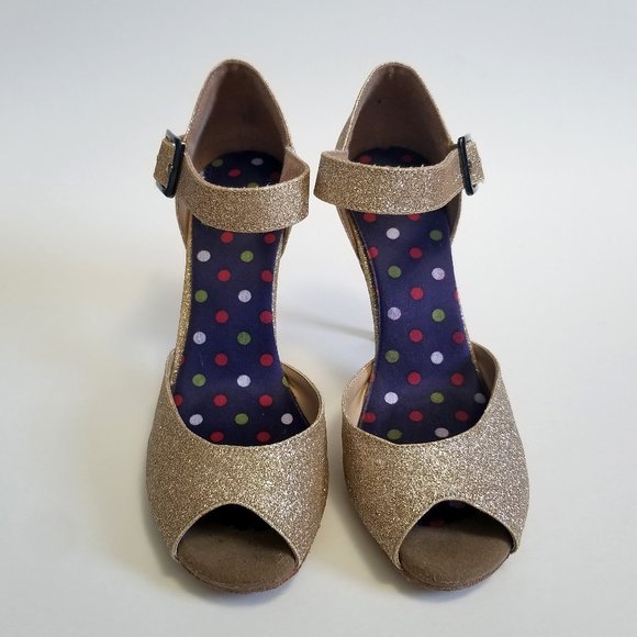 Gold Glitter Dance Heels - Picture 1 of 4